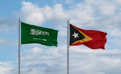 East Timor and Saudi Arabia flags, country relationship concept