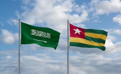 Togo and Saudi Arabia flags, country relationship concept