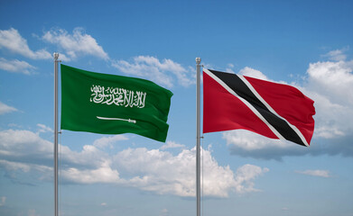 Trinidad and Tobago and Saudi Arabia flags, country relationship concept