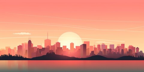 Fototapeta premium AI Generated. AI Generative. City urban landscape background. High building tall skyline decorative cityscape. Graphic Art