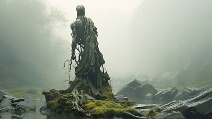 a massive figure, surreal obscurity, overgrown oxidized brass - Powered by Adobe
