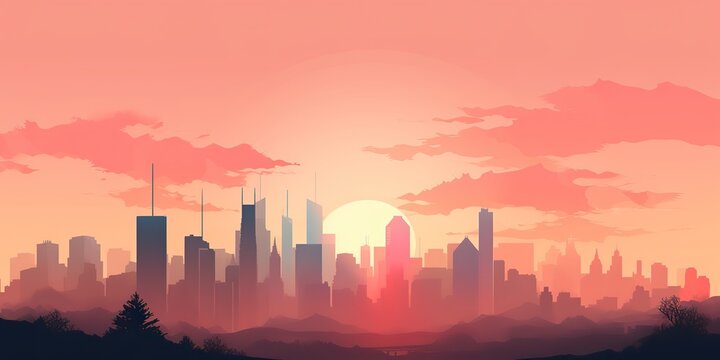 AI Generated. AI Generative. City urban landscape background. High building tall skyline decorative cityscape. Graphic Art