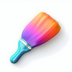 Isolated paint brush on white, Isolated 3D rendered icon of a paint brush 