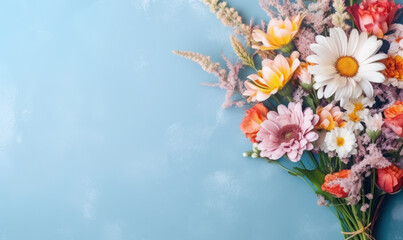 Fototapeta na wymiar Vibrant bouquet of assorted flowers.