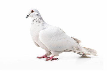 Obraz premium Ethereal Elegance: A White Pigeon's Tranquil Poise,pigeon isolated on white background