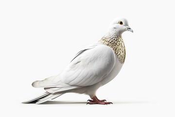 Ethereal Elegance: A White Pigeon's Tranquil Poise,pigeon isolated on white background