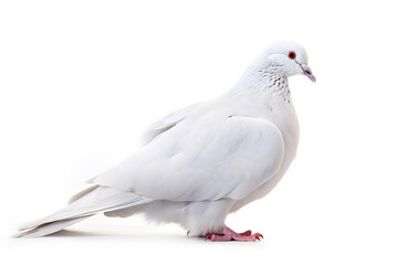 Ethereal Elegance: A White Pigeon's Tranquil Poise,pigeon isolated on white background