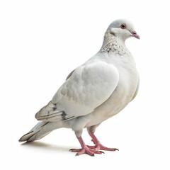 Naklejka premium Ethereal Elegance: A White Pigeon's Tranquil Poise,pigeon isolated on white background