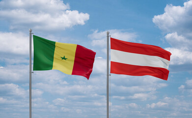 Austria and Senegal flags, country relationship concept