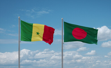 Bangladesh and Senegal flags, country relationship concept