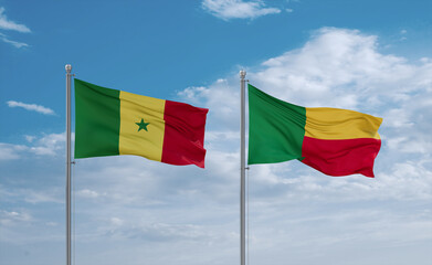 Benin and Senegal flags, country relationship concept