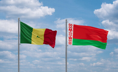 Belarus and Senegal flags, country relationship concept