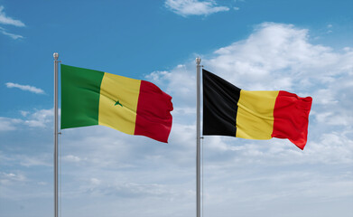 Belgium and Senegal flags, country relationship concept