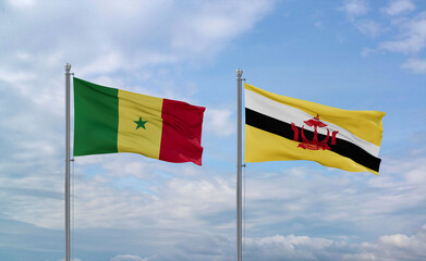 Brunei and Senegal flags, country relationship concepts