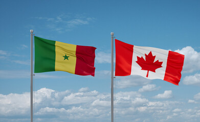 Canada and Senegal flags, country relationship concept