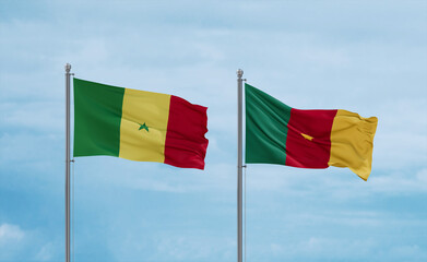 Cameroon and Senegal flags, country relationship concept