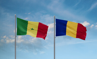 Chad and Senegal flags, country relationship concept