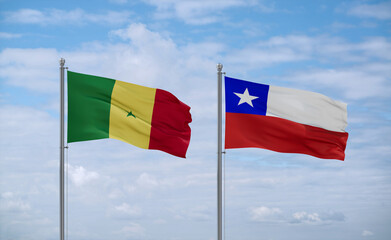 Chile and Senegal flags, country relationship concept