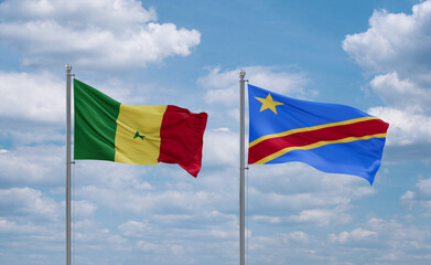 Congo and Senegal flags, country relationship concept