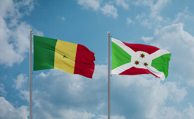 Burundi and Senegal flags, country relationship concept