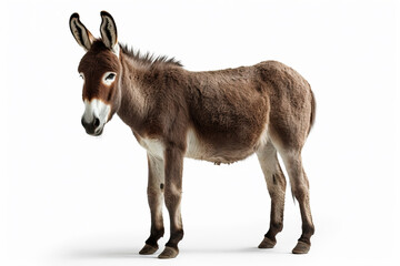 Donkey Delight: A 3D Rendering of a Brown and White Donkey,donkey isolated on white,portrait of a donkey
