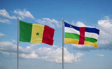 Central African Republic and Senegal flags, country relationship concept