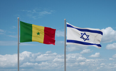 Israel and Senegal flags, country relationship concept