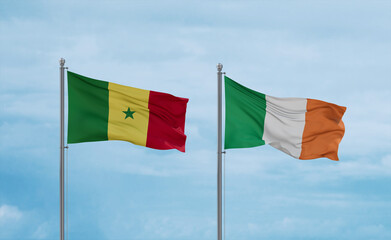 Ireland and Senegal flags, country relationship concept