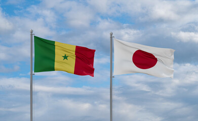 Japan and Senegal flags, country relationship concept