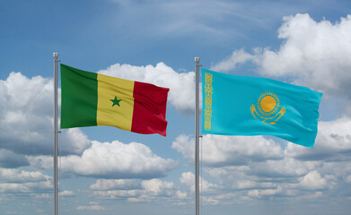 Kazakhstan and Senegal flags, country relationship concept