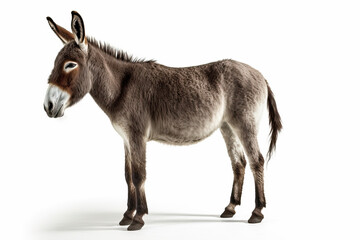 Fototapeta premium Donkey Delight: A 3D Rendering of a Brown and White Donkey,donkey isolated on white,portrait of a donkey
