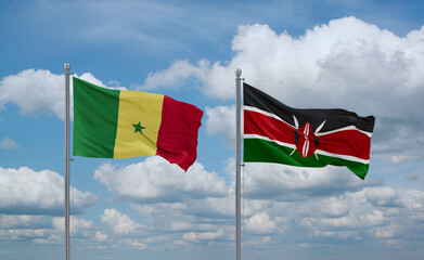 Kenya and Senegal flags, country relationship concept
