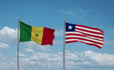 Liberia and Senegal flags, country relationship concept