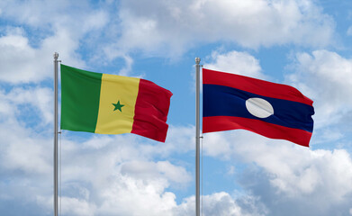 Laos and Senegal flags, country relationship concept