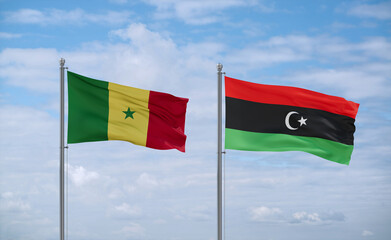 Libya and Senegal flags, country relationship concept