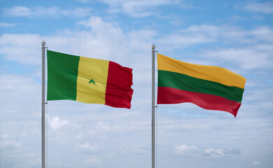 Lithuania and Senegal flags, country relationship concept
