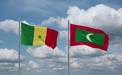 Maldives and Senegal flags, country relationship concept