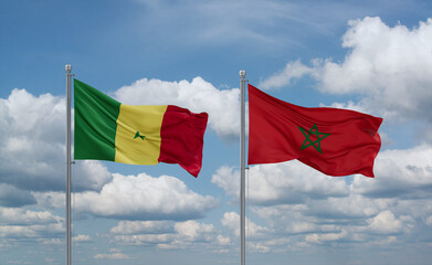 Morocco and Senegal flags, country relationship concept