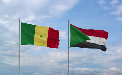 Sudan and Senegal flags, country relationship concept