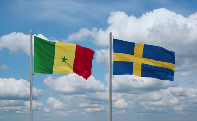 Sweden and Senegal flags, country relationship concept