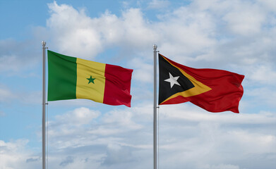 East Timor and Senegal flags, country relationship concept