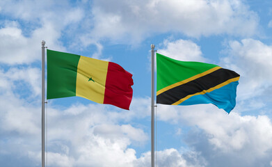 Tanzania and Senegal flags, country relationship concept