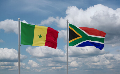 South Africa and Senegal flags, country relationship concept