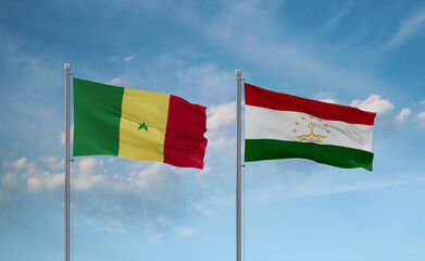 Tajikistan and Senegal flags, country relationship concept