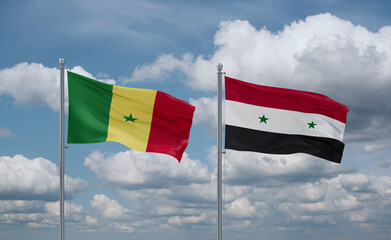 Syrian and Senegal flags, country relationship concept