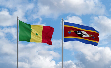 Eswatini and Senegal flags, country relationship concept