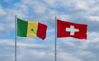 Switzerland and Senegal flags, country relationship concept