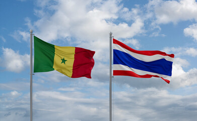 Thailand and Senegal flags, country relationship concept