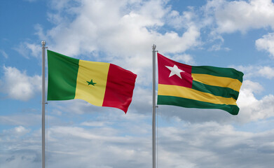 Togo and Senegal flags, country relationship concept