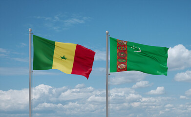 Turkmenistan and Senegal flags, country relationship concept